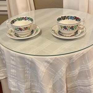 Antique Spode Floral Porcelain Teacup and Saucer Set/  2 Sets